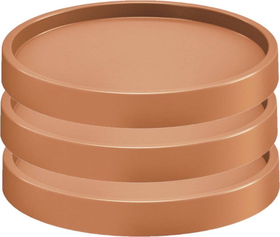 Prosperplast 3x stuks plantenonderzetter multiroller rond terracotta kunststof 30 cm Trolleys voor kamerplanten