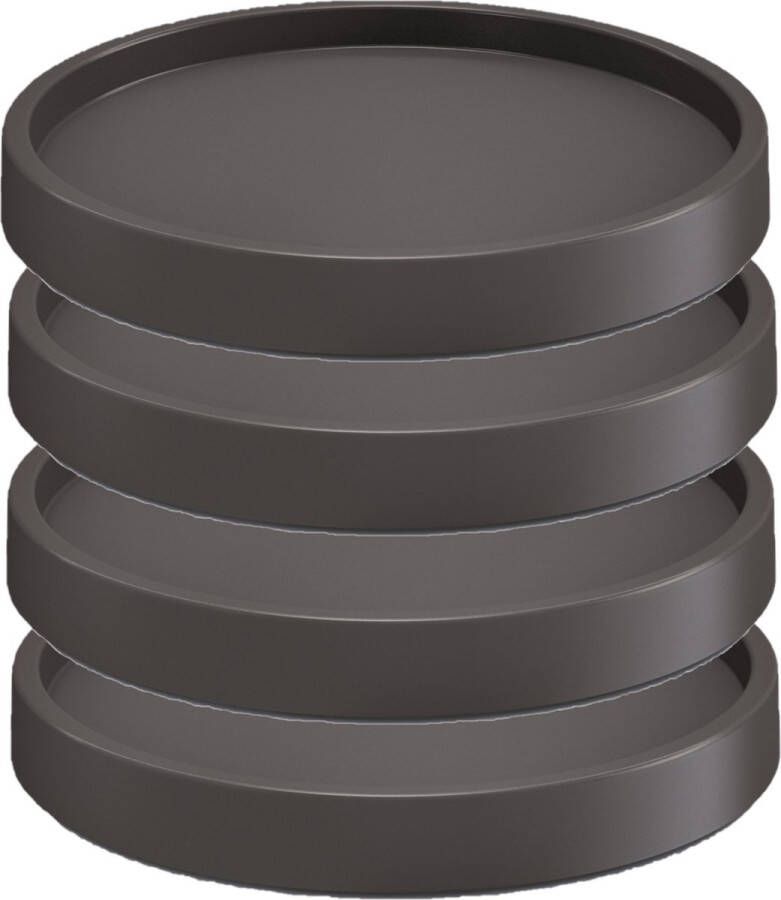 Prosperplast 4x stuks plantenonderzetter multiroller rond antraciet kunststof 35 cm Trolleys voor kamerplanten