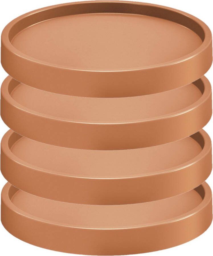 Prosperplast 4x stuks plantenonderzetter multiroller rond terracotta kunststof 45 cm Trolleys voor kamerplanten