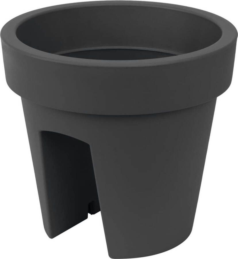 Prosperplast Balkon plantenpot bloempot antraciet grijs 5 liter kunststof D25 x H22.5 cm voor reling buiten