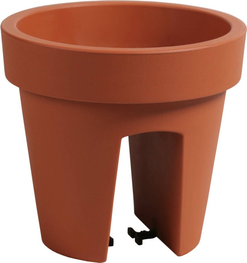 Prosperplast Balkon plantenpot bloempot terra cotta 5 liter kunststof D25 x H22.5 cm voor reling buiten