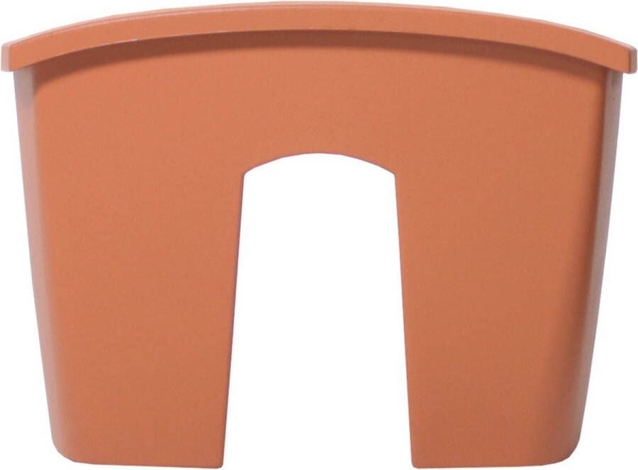 Prosperplast Balkon railing opzet plantenbak bloembak kunststof 24 x 28 x 20 cm terra cotta kleur voor buiten