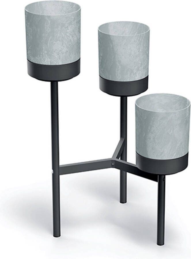 Prosperplast Bloempot Bloemstandaard 3 potten 54cm x 49 x 80.5cm Metalen Frame (Beton) Grijs
