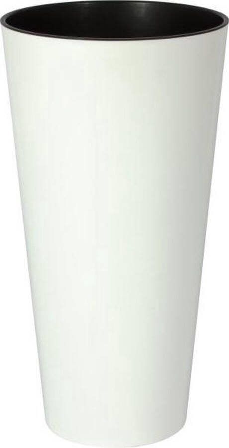 Prosperplast Bloempot Buiten Hoog Rond Tubus Slim Shine 40cm WIT