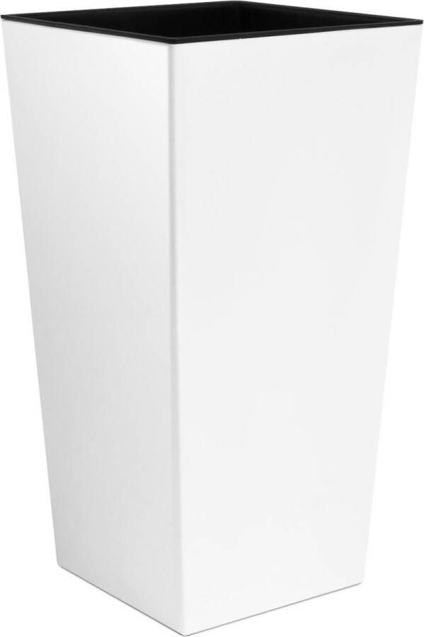 Prosperplast Bloempot Hoog Vierkant Urbi Square Shine 22x22x42cm WIT
