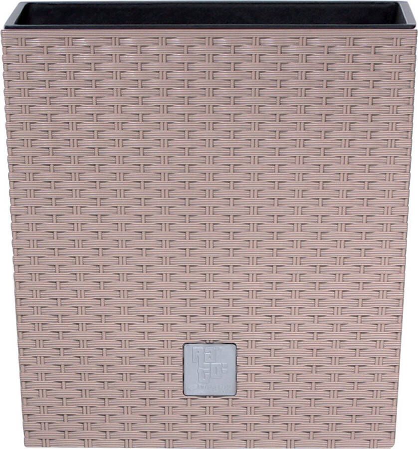 Prosperplast Bloempot plantenpot Rato rotan look met binnenpot taupe 32 x 32 x 33 cm kunststof