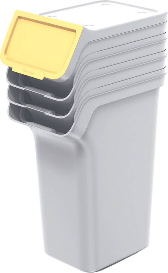 Prosperplast Keden Afvalbakset Prullenbakken voor recycling 4x25 liter as wit