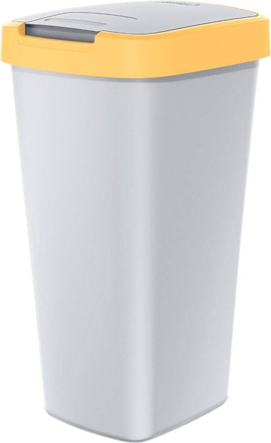 Prosperplast Keden Compact Q Afvalbak 25L prullenbak Askleur met lichtgeel frame