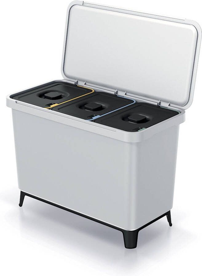 Prosperplast Keden SYSTEMA Afvalbak Prullenbak met scheidingsbakken 3x10L Asgrijs