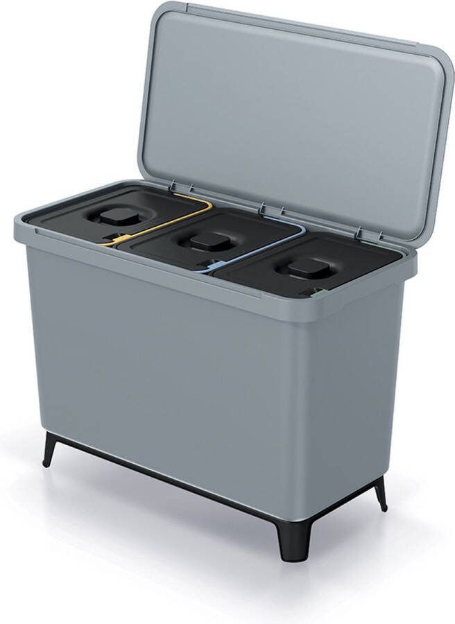 Prosperplast Keden SYSTEMA Afvalbak Prullenbak met scheidingsbakken 3x10L Grijs