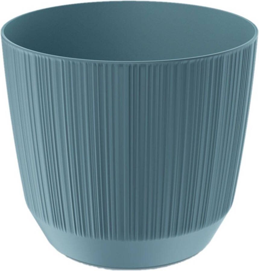 Prosperplast Moderne carf-stripe plantenpot bloempot kunststof dia 13 cm hoogte 11 cm stone blauw voor binnen buiten
