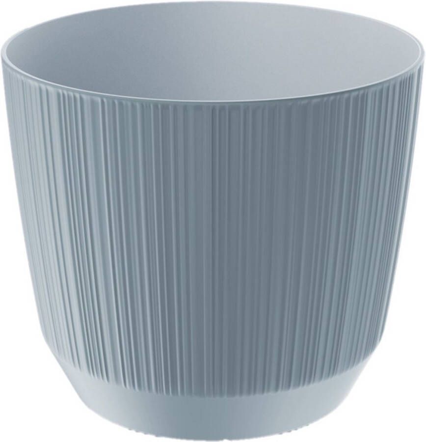 Prosperplast Moderne carf-stripe plantenpot bloempot kunststof dia 15 cm hoogte 13 cm steengrijs voor binnen buiten