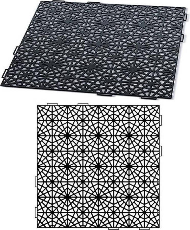 Prosperplast Mozaïek vloermat vloertegelbodem voor zwembad sauna vloermodule kunststof zwart (1x vloermat 39 7x39 7x1cm)