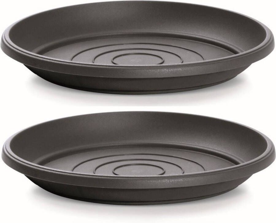 Prosperplast Opvangschaal onderschaal bloempot plantenpot 2x antraciet rond Dia 25 cm Plantenpotten