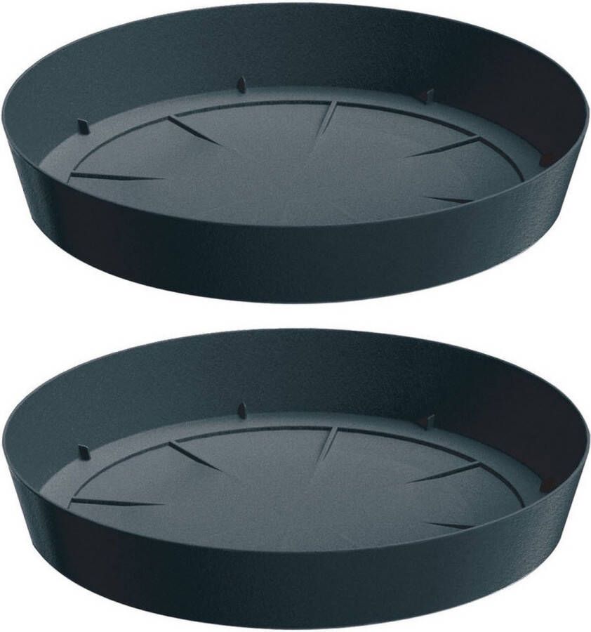Prosperplast Opvangschaal onderschaal voor bloempot plantenpot 8x antraciet rond Dia 12 5 cm