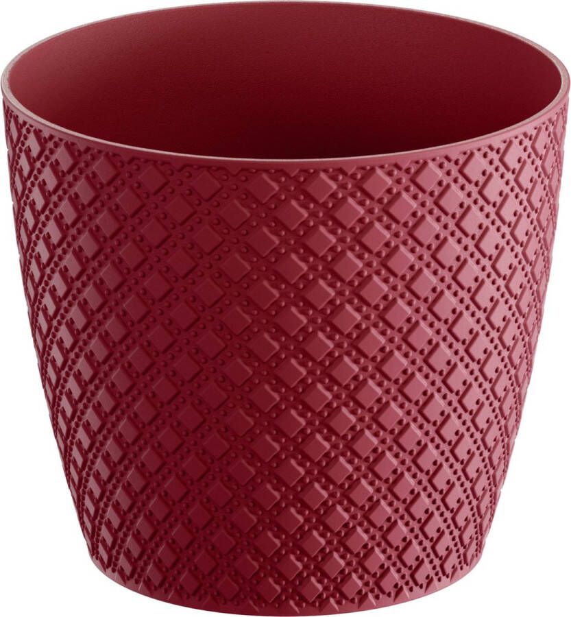 Prosperplast Orient stijl plantenpot bloempot kunststof dia 22 cm en hoogte 19 cm in het rood voor binnen buiten