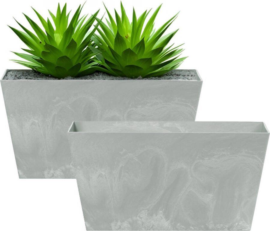 Prosperplast Plantenbak Betonlook 2x kunststof lichtgrijs 60 x 32 x 30 cm binnen en buiten Stijlvol en stevig