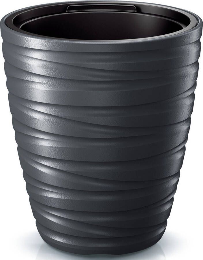 Prosperplast Plantenpot bloempot Amazing buiten binnen kunststof antraciet D30 x H33 cm met binnenpot
