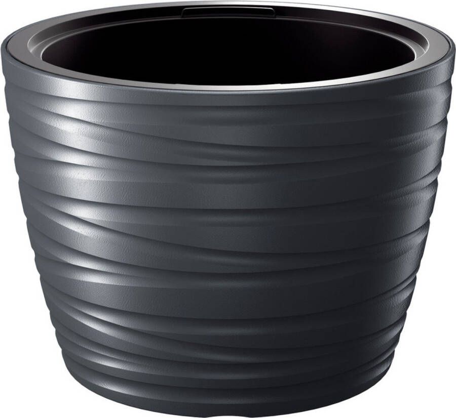 Prosperplast Plantenpot bloempot Amazing buiten binnen kunststof antraciet D37 x H28 cm met binnenpot