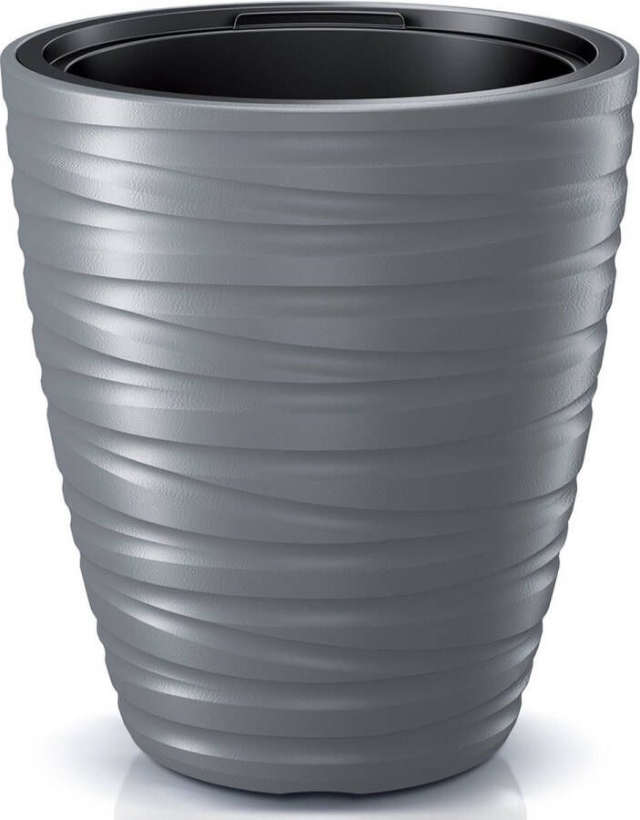 Prosperplast Plantenpot bloempot Amazing buiten binnen kunststof steengrijs D30 x H33 cm met binnenpot