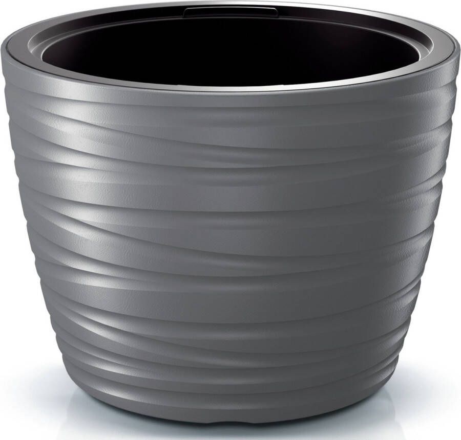 Prosperplast Plantenpot bloempot Amazing buiten binnen kunststof steengrijs D47 x H52 cm met binnenpot