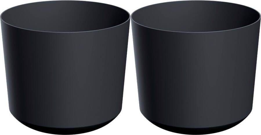 Prosperplast Plantenpot bloempot Babylon 2x kunststof buiten binnen antraciet grijs D20 x H20 cm