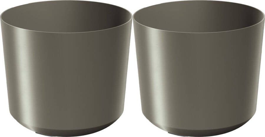 Prosperplast Plantenpot bloempot Babylon 2x kunststof buiten binnen titanium grijs D18 x H18 cm