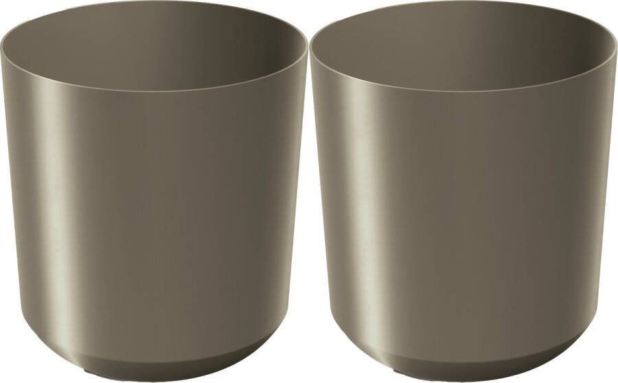 Prosperplast Plantenpot bloempot Babylon 2x kunststof buiten binnen titanium grijs D20 x H20 cm