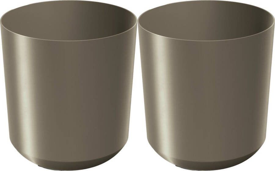 Prosperplast Plantenpot bloempot Babylon 2x kunststof buiten binnen titanium grijs D29 x H29 cm