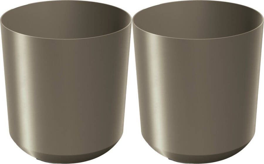 Prosperplast Plantenpot bloempot Babylon 2x kunststof buiten binnen titanium grijs D34 x H34 cm