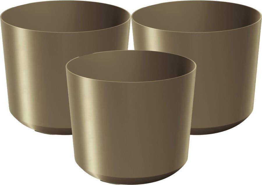 Prosperplast Plantenpot bloempot Babylon 3x kunststof buiten binnen goud D18 x H18 cm