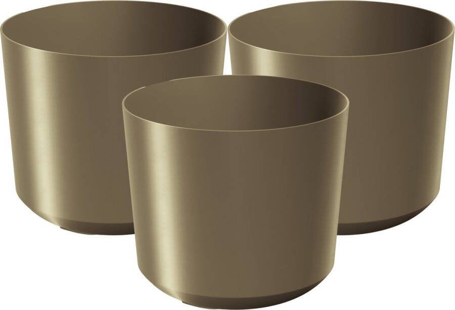 Prosperplast Plantenpot bloempot Babylon 3x kunststof buiten binnen goud D20 x H20 cm