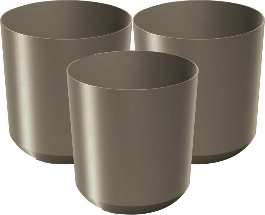 Prosperplast Plantenpot bloempot Babylon 3x kunststof buiten binnen titanium grijs D20 x H20 cm