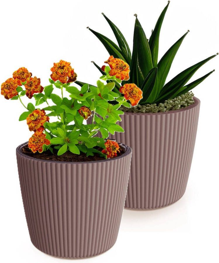 Prosperplast Plantenpot bloempot Buckingham 2x buiten binnen terra D23 x H21 cm