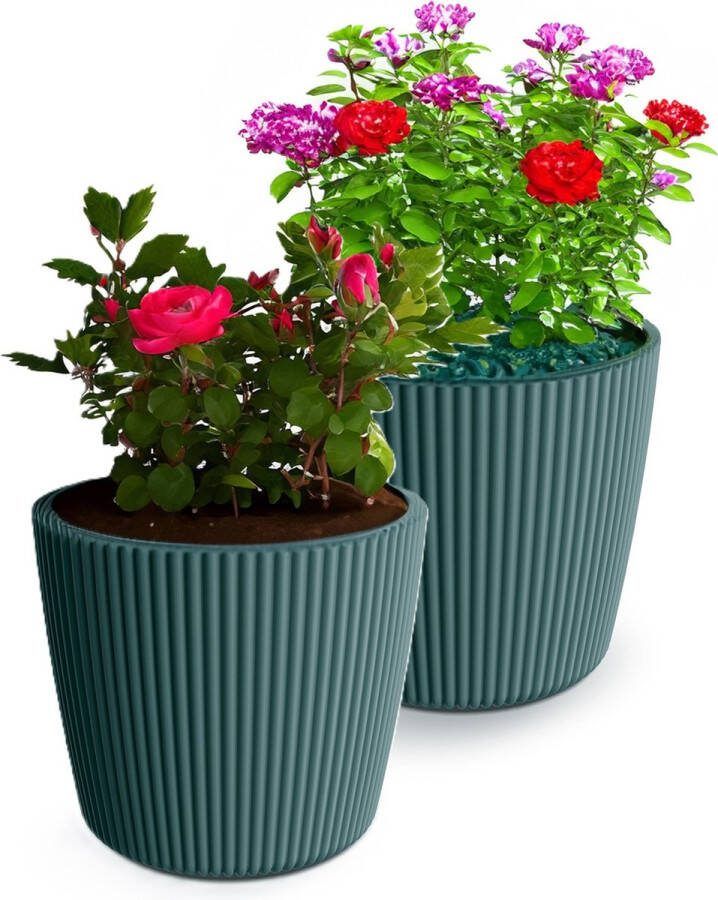 Prosperplast Plantenpot bloempot Buckingham 2x zeeblauw D14 x H13 cm
