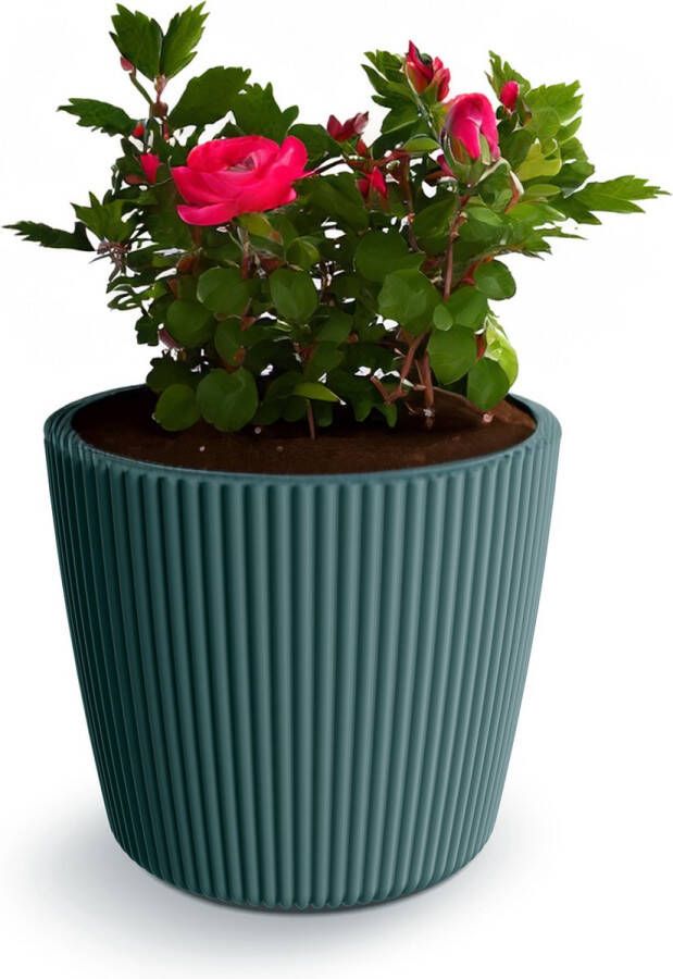 Prosperplast Plantenpot bloempot Buckingham buiten binnen design kunststof zeeblauw D19 x H17 cm