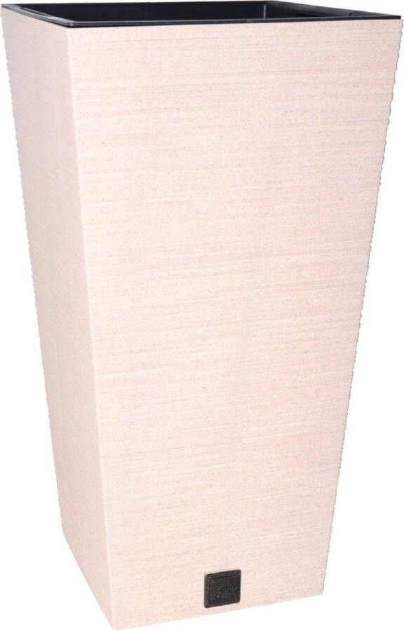 Prosperplast Plantenpot bloempot buiten kunststof creme wit Eco wood look D24 x H45 cm