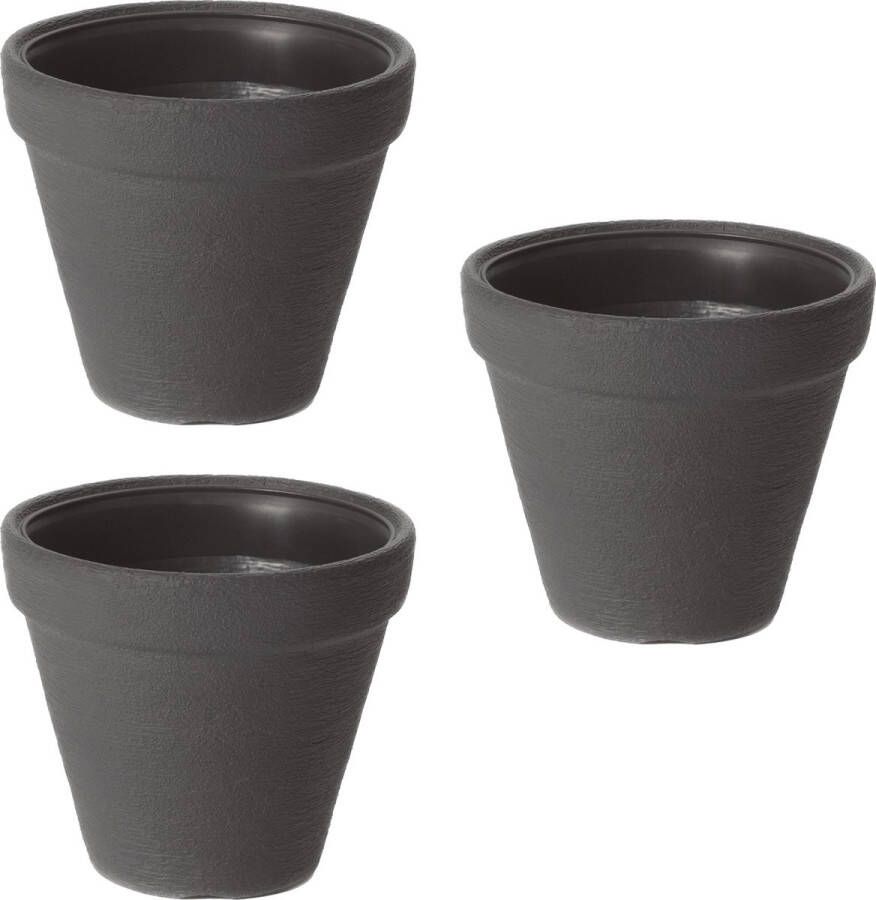 Prosperplast Plantenpot bloempot Classic Garden 3x buiten binnen kunststof antraciet D25 x H26 cm