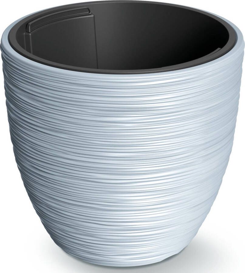 Prosperplast Plantenpot bloempot Furu Stripes buiten binnen design kunststof lichtgrijs D30 x H30 cm met binnenpot