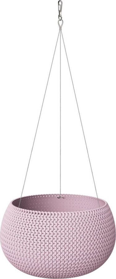 Prosperplast Plantenpot bloempot hangend kunststof dia 37 cm en hoogte 22 cm in het midden roze met metalen ophanghaak