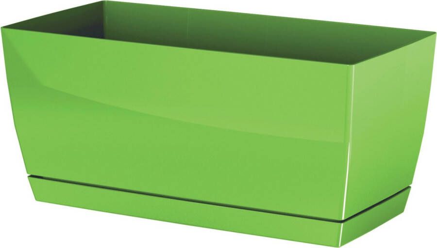 Prosperplast Plantenpot bloempot met opvangschaal kunststof lime groen 29 x 14 x 14 cm binnen buiten