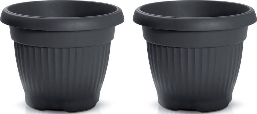 Prosperplast Plantenpot bloempot Roma Garden 2x buiten binnen kunststof antraciet D30 x H30 cm