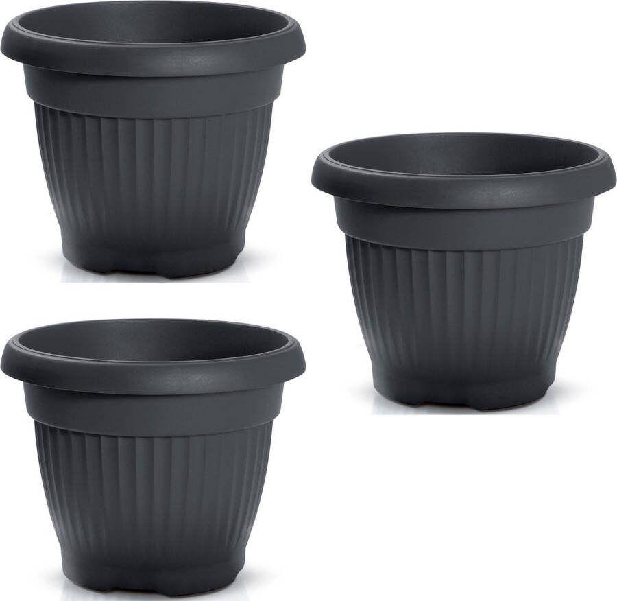 Prosperplast Plantenpot bloempot Roma Garden 3x buiten binnen kunststof antraciet D25 x H25 cm