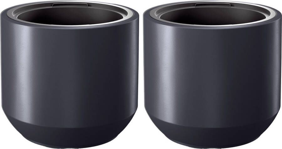 Prosperplast Plantenpot bloempot Sevilla 2x buiten binnen kunststof antraciet D39 x H35 cm met binnenpot