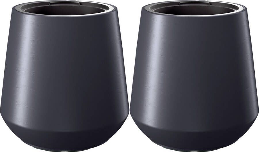 Prosperplast Plantenpot bloempot Sevilla 2x buiten binnen kunststof antraciet D44 x H44 cm met binnenpot