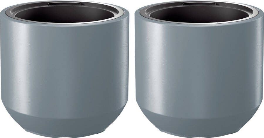 Prosperplast Plantenpot bloempot Sevilla 2x buiten binnen kunststof lichtgrijs D39 x H35 cm met binnenpot