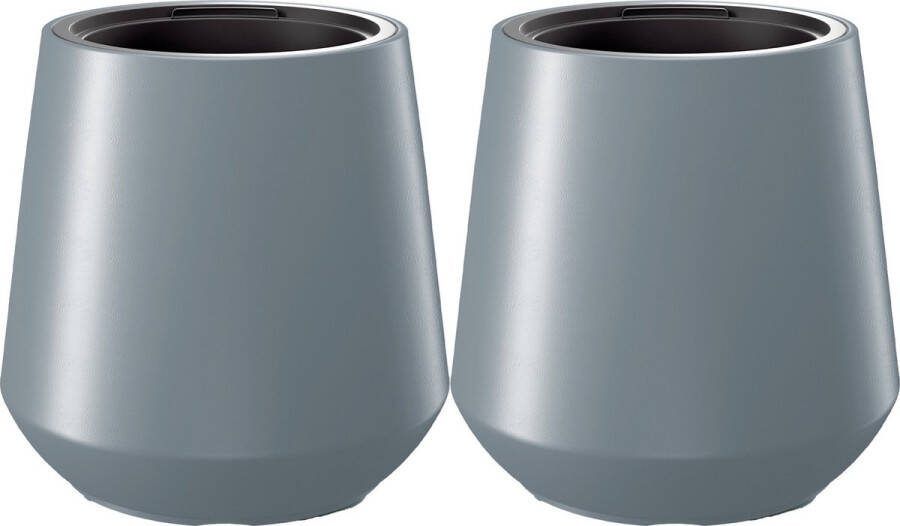 Prosperplast Plantenpot bloempot Sevilla 2x buiten binnen kunststof lichtgrijs D44 x H44 cm met binnenpot