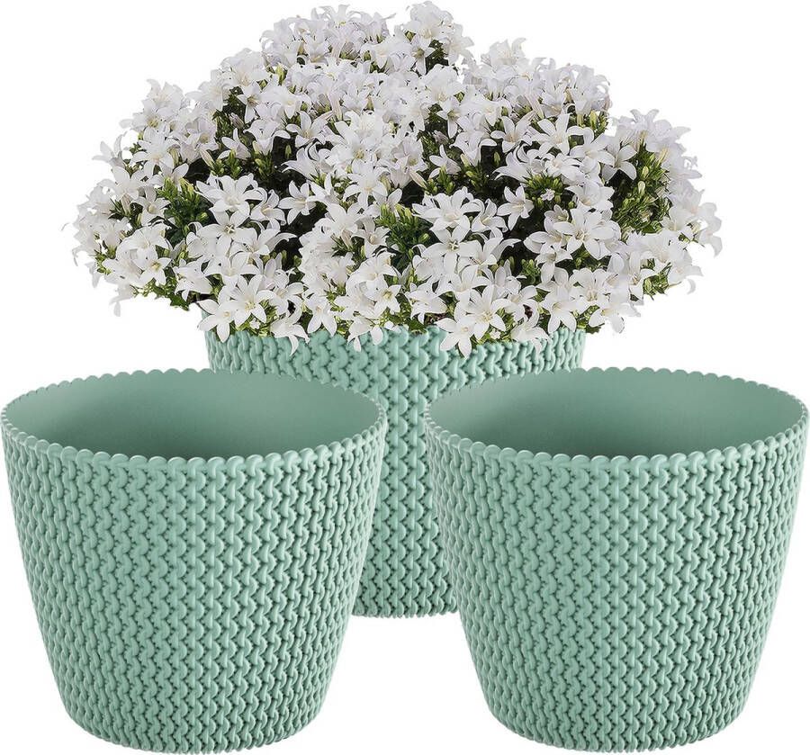 Prosperplast Plantenpot Bloempot Splofy 3x mintgroen kunststof D16 x H13 cm binnen buiten