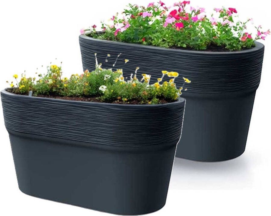 Prosperplast Plantenpot bloempot Windsor 2x antraciet L28 x B15 x H15 cm Ovaal