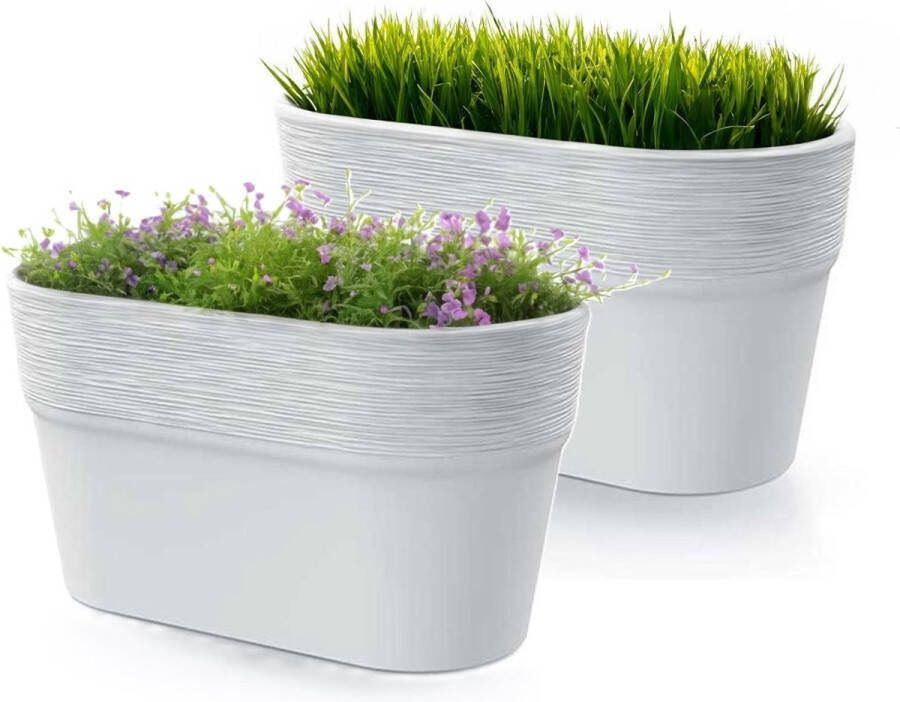 Prosperplast Plantenpot bloempot Windsor 2x ivoor wit L28 x B15 x H15 cm Ovaal
